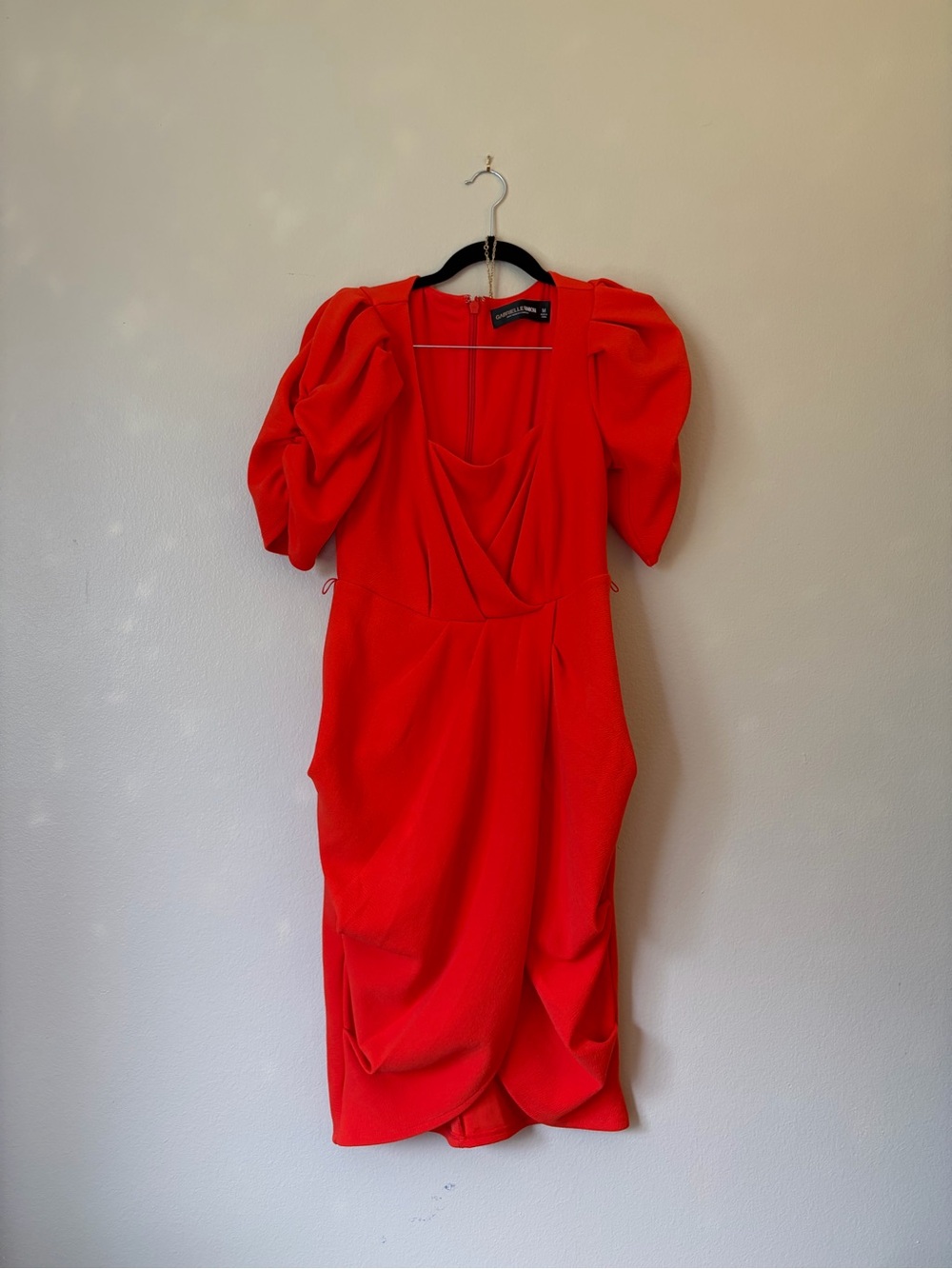Vibrant Orange puff sleeve midi dress by Gabrielle Union